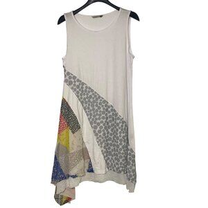 Chalet Et Ceci Patchwork Mixed Print Swing Dress Bamboo Sz SM Boho Lagenlook